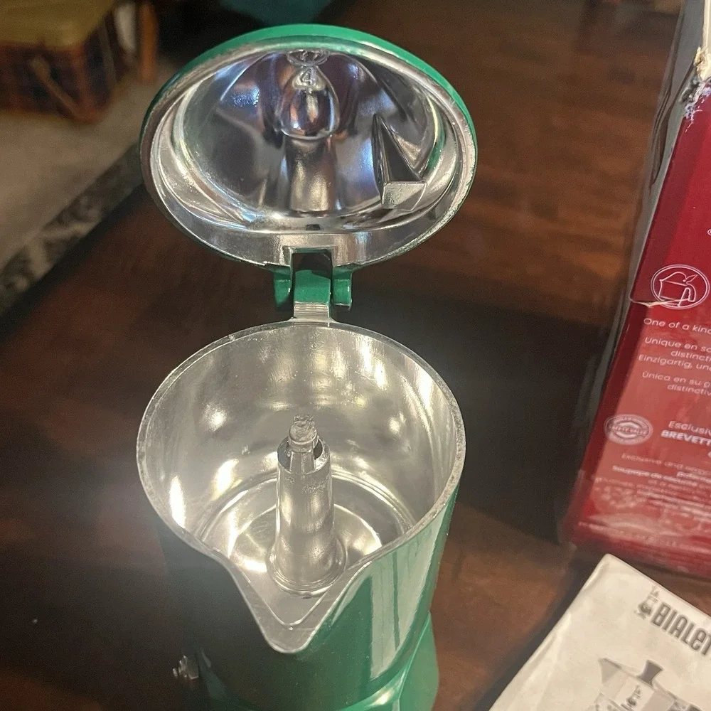 Bialetti Alpina 3-Cup Moka Pot Stovetop Espresso Maker Green Rare w/ Box Manual